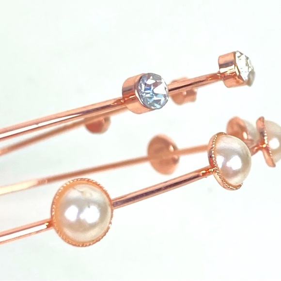 Claire’s Crystals and Pearl Rose Gold Double Headband - Picture 4 of 6